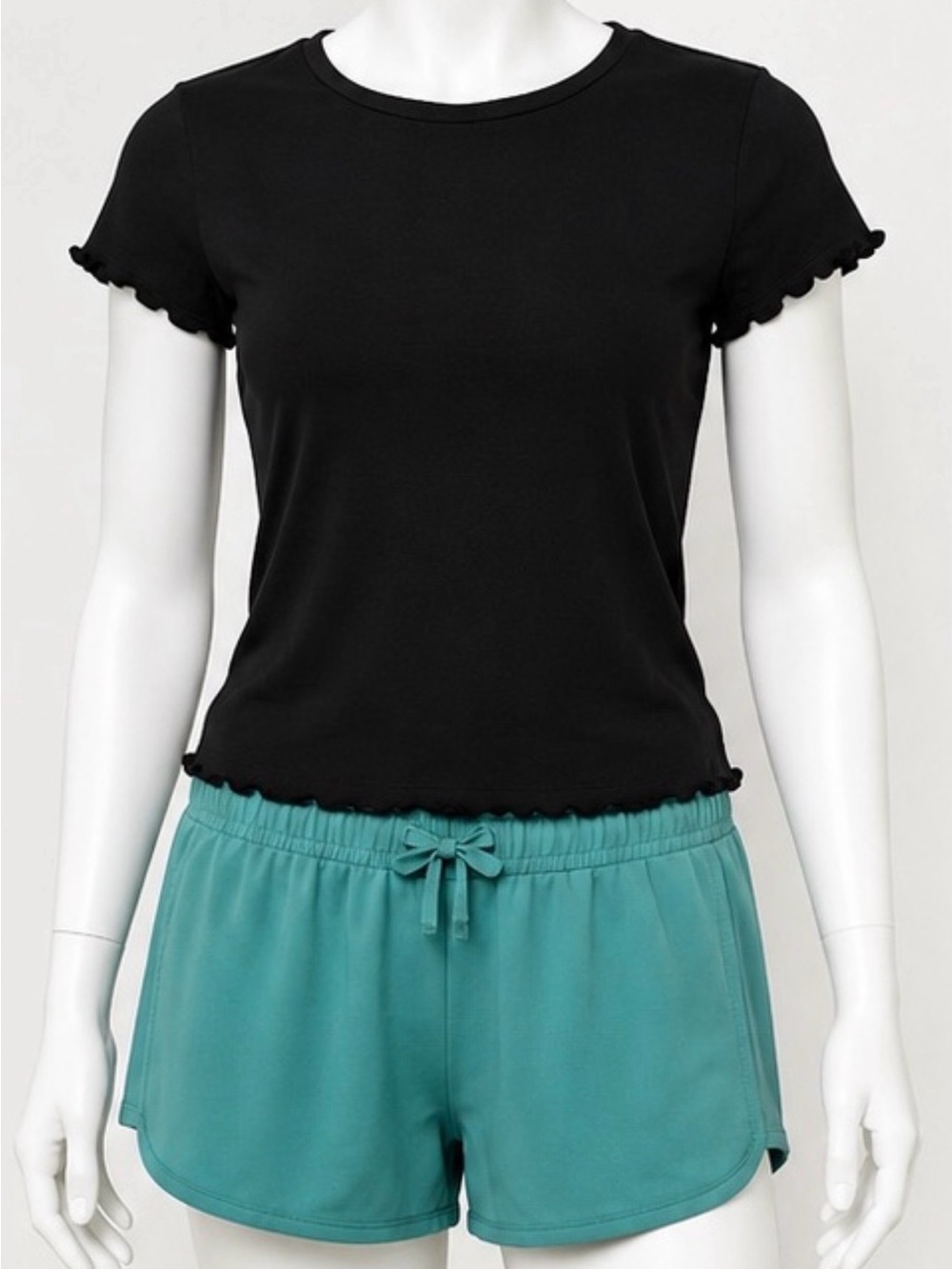 Cat & Jack Black Lettuce-Edge Short Sleeve Tee